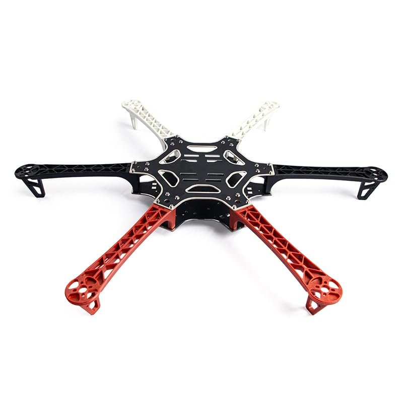 F550 Hexacopter Frame Kit, 550mm Wheelbase, PCB Center Plates, 6-Axis Multi-Rotor with Retractable Landing Gear