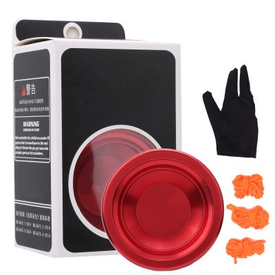 Alloy Yoyo Ball Competition Yoyo Toy, Professional Metal Yo - Yo for 1A/3A/5A Tricks, Includes 3 Replacement Strings and Glove Set for Teens and Adults (Red)