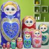 Rulbelok 10Pcs Traditional Babushka Russian Nesting Dolls Hand Painted Wood Matryoshka Nesting Dolls Folk Arts Collectible Figure Stacking Toy for Children Education view 2