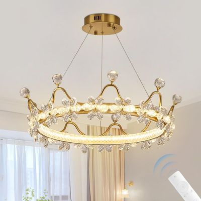 Chaners,Modern Led Crystal Crowncrystald with Remote Control Infinitely Height Adjustable Suitable for Child Room Bedroom Liviroom/All (Large)