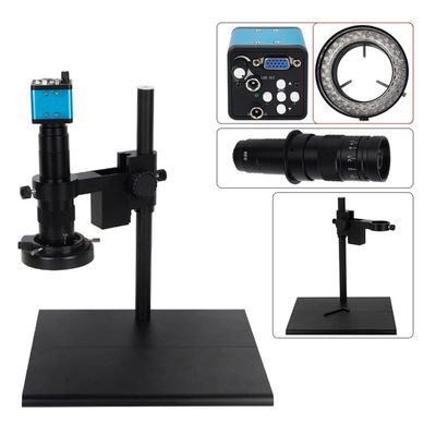 Lab Microscope Replacement Parts 38MP USB VGA HDMI Video Industrial Microscope, 1080P Freely Adjustable Stand System Recorder 180X Zoom Lens Ligh
