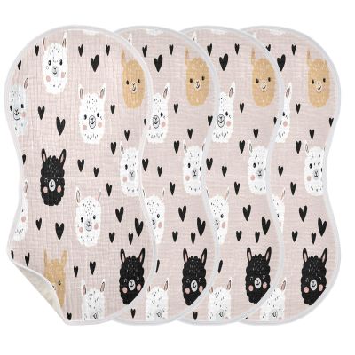 Xmycdz Pattern Cute Alpaca Baby Burp Cloths -4Pcs Soft Absorbent Muslin Washcloths Bibs Face Towel for Newborn Boys Girls 22 x 11 Inch
