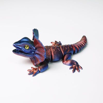 WUQIREN 3D Printed Lizard, Fully Articulated Poseable Lizard Figure, Flexible Reptile Desk Companion, Realistic Display Model, Unique Gift for Lizard Lovers (Purple-Gold)
