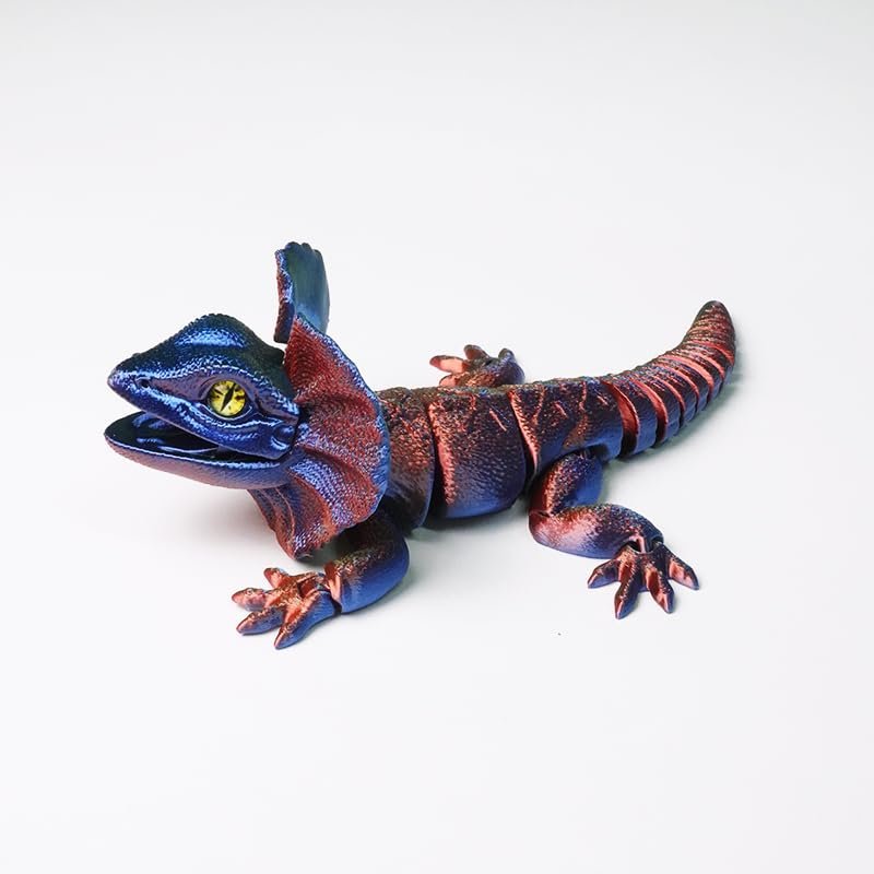 WUQIREN 3D Printed Lizard, Fully Articulated Poseable Lizard Figure, Flexible Reptile Desk Companion, Realistic Display Model, Unique Gift for Lizard Lovers (Purple-Gold)