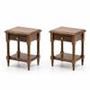 Waldosia 1:12 Scale Miniature Side End Coffee Table Set, Natural Solid Wood with Drawer (Walnut) view 1