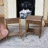 Waldosia 1:12 Scale Miniature Side End Coffee Table Set, Natural Solid Wood with Drawer (Walnut) view 2