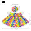 23 Inch Porch Goose Outfit Set Floral Pattern Dress and Bonnet for Lawn Statue Decoration Blue Checkered Rose Print (Pink Bikini) view 2