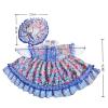23 Inch Porch Goose Outfit Set Floral Pattern Dress and Bonnet for Lawn Statue Decoration Blue Checkered Rose Print (Pink Bikini) view 3