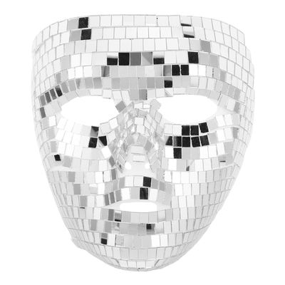 BESPORTBLE Disco Ball for Women, Silver Mirror Glitter Full Face Cover, Carnival Party Cosplay Face Mask for Halloween and Stage Performances
