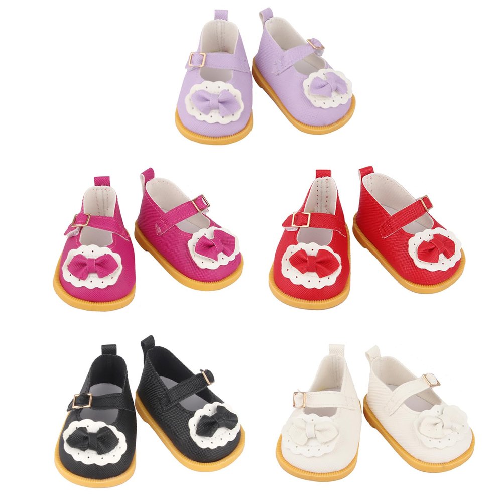 5 Pairs Doll Shoes for 18 Inch Dolls, 18in Doll Shoes Bow Dress Shoes in Purple Pink Red Black White, 18 Inch Doll Accessories, American Doll Clothes and Accessories