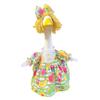 23 Inch Porch Goose Outfit Set Floral Pattern Dress and Bonnet for Lawn Statue Decoration Blue Checkered Rose Print (Fruit) view 1