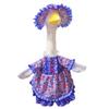 23 Inch Porch Goose Outfit Set Floral Pattern Dress and Bonnet for Lawn Statue Decoration Blue Checkered Rose Print (Independence Day B) view 1