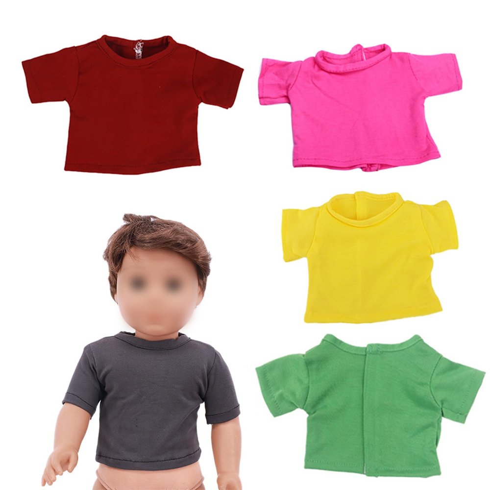18 Inch Doll Clothes, 18 Doll Clothes and Accessories, 5 Pack Basic Short Sleeve T Shirt Tops for Doll Clothes for 18 Inch Dolls