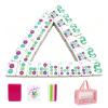 4 Layer Mahjong Tiles, 2026 NEW 160 Acrylic American 4 Layer Mahjong Tile Set with Clear Engraving with Exquisite Carrying Bag Mini Mahjong Travel Set for Home, Travel & Game Nights (Rose Red) view 1