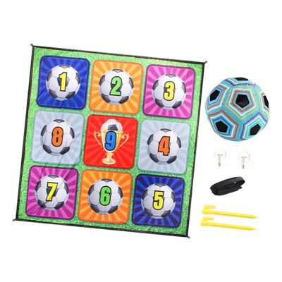 Arecobticy Multifunctional 9 Section Soccer Game Mat with Attachable Spheres for Indoor Outdoor Sports and Family Fun 59 X 59 Inches Competitive Soccer Game