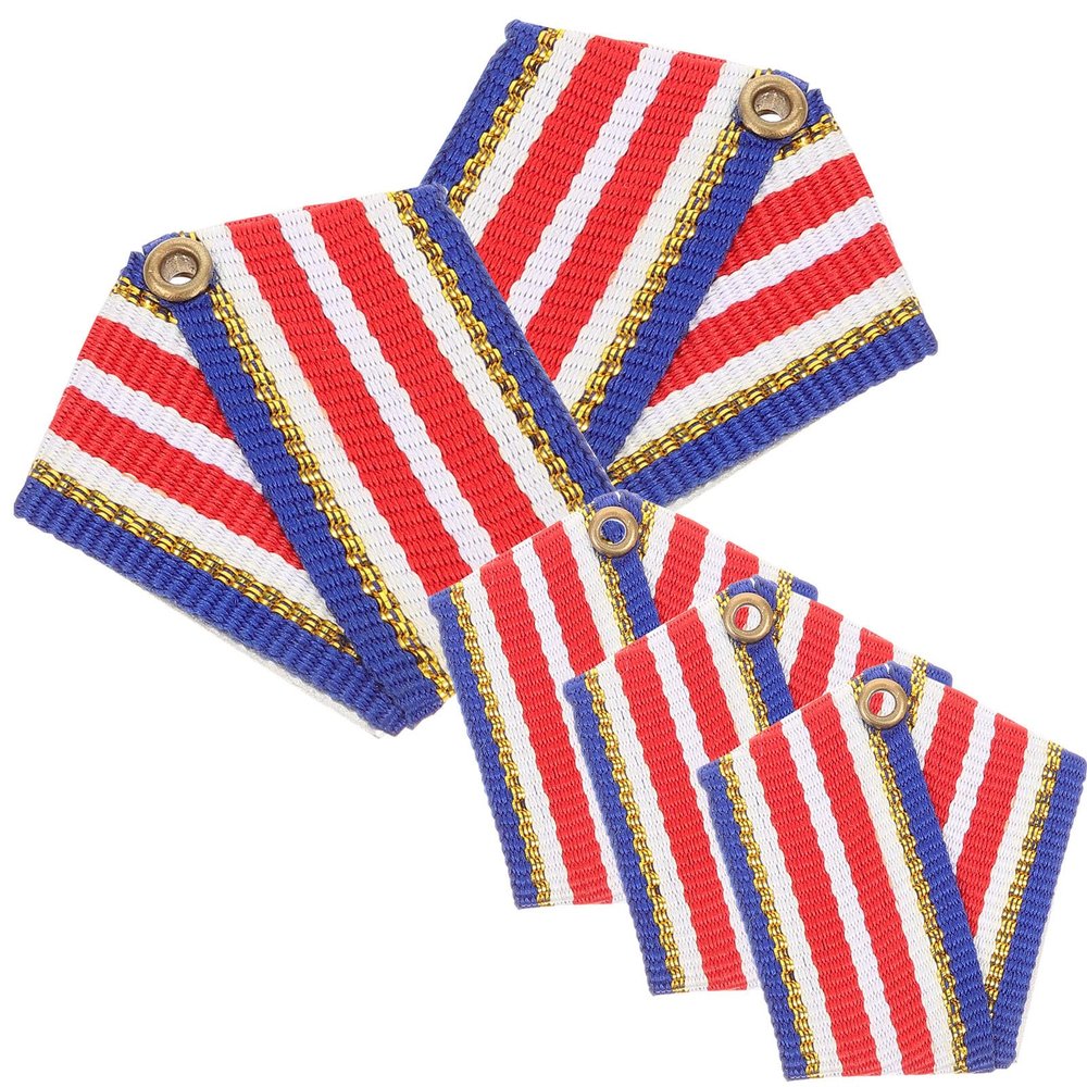 Abaodam Creative Metal Commendation Medal Five-pointed Star Lapel Pins with Ribbon Set, 5pcs Metal Brooches Party Prizes Game Awards for Boys