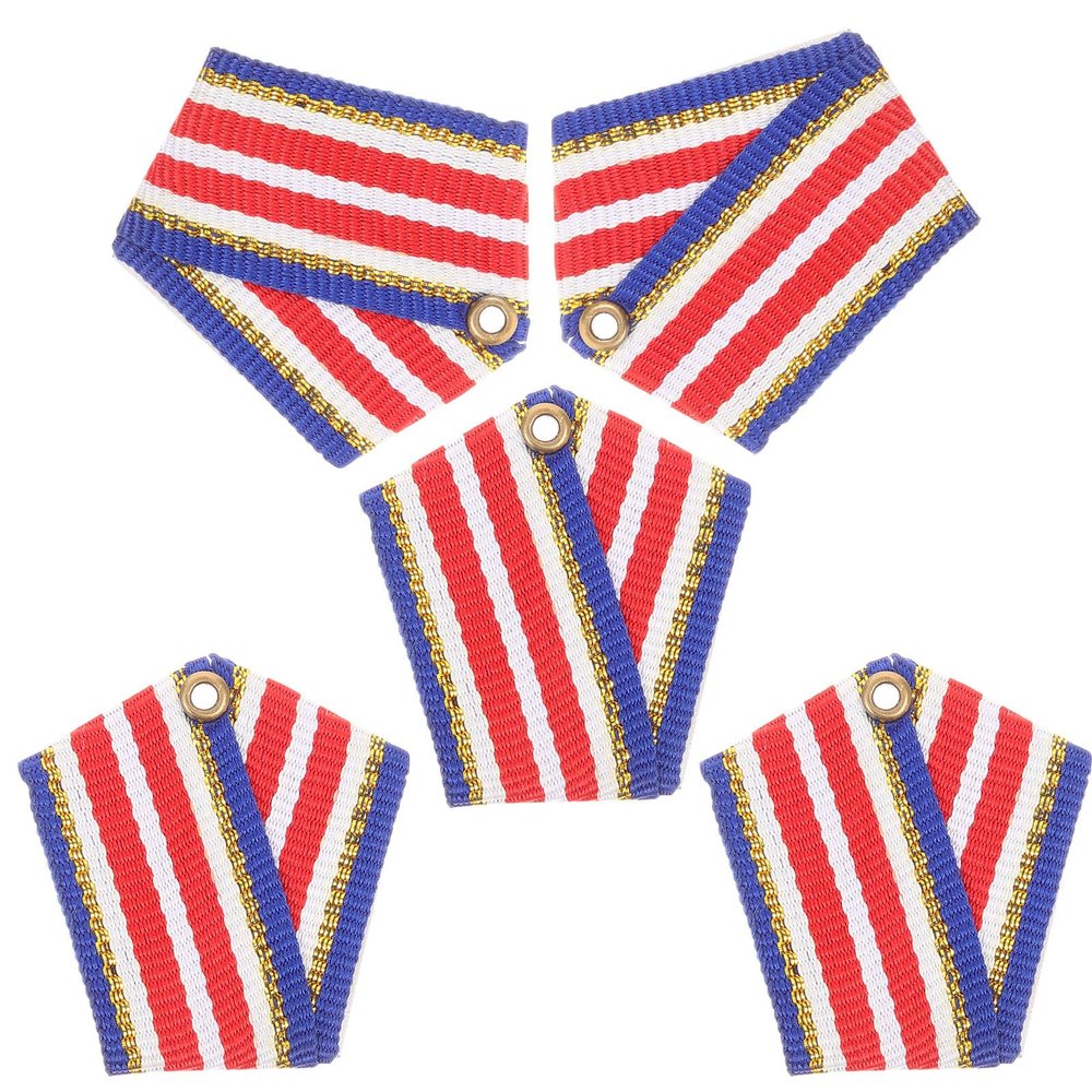 Beaupretty 5pcs Metal Achievement Medals Set with Star Lapel Pins for Party Game Badge Dress-up Accessories with Blue White Red Ribbon