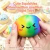 2PCS Rainbow&Fuchsia Dumpling Squishies Toys with Food Steamer,Colorful Squeeze Dough Fidget Sensory Stress Balls,Hand Desk Toys for Stress Relief Squishies Dumpling Gifts view 2