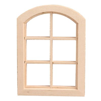 1: 12 Mini Cabin Decoration Accessories Arc Top Round Head 6-Grid Window Model (Minimum 2 Pieces Available for Sale at a Total Price of 2 Pieces)