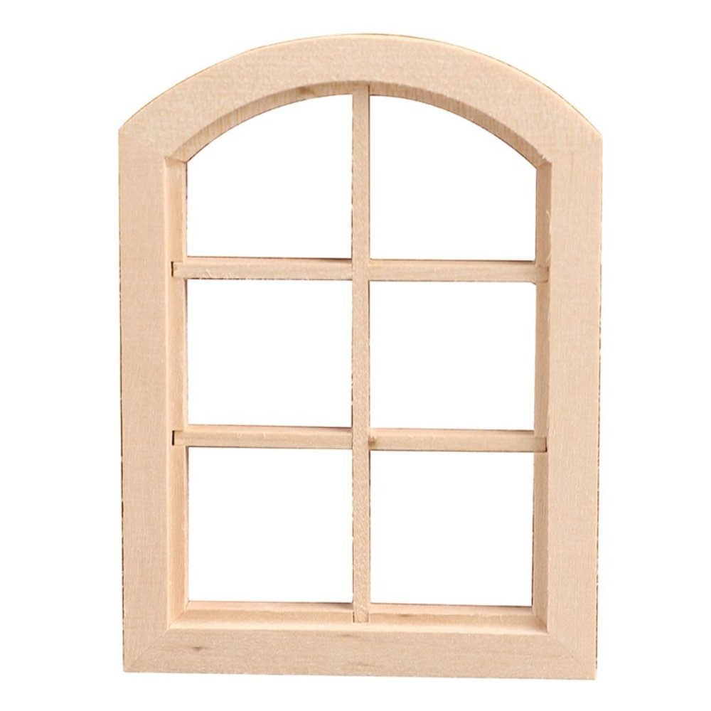 1: 12 Mini Cabin Decoration Accessories Arc Top Round Head 6-Grid Window Model (Minimum 2 Pieces Available for Sale at a Total Price of 2 Pieces)