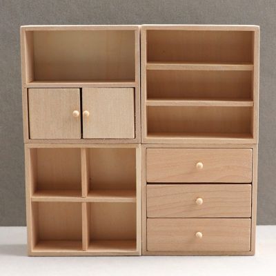 1: 12 Dollhouse Mini Miniature Furniture DIY Combination Solid Wood Cabinet