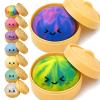 2PCS Tie Dye Dumpling Squishies Stress Balls,Colorful Squeeze Dough Ball Fidget Sensory Toys,Stretchy Hand Desk Toy with Food Steamer for Stress Relief Gift,Blue&Green view 1
