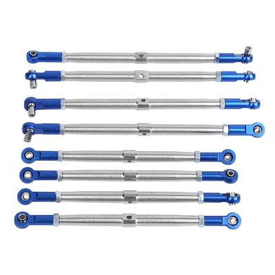 8PCS Metal Adjustable Tie Link Rods for RC Car, Blue Silver, Durable 1/10 Scale - High Strength Aluminum, Easy Upgrade for E - 2.0