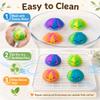 2PCS Tie Dye Dumpling Squishies Stress Balls,Colorful Squeeze Dough Ball Fidget Sensory Toys,Stretchy Hand Desk Toy with Food Steamer for Stress Relief Gift view 4