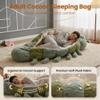 Hugging Caterpillar Sleeping Bags Plush Cocoon Full-Body Lounger for Adults, Indoor Nap Pod, Pull Cord Hugging System, Cozy Reading Nest, Soft Convertible Sleeping Bag(Green) view 2