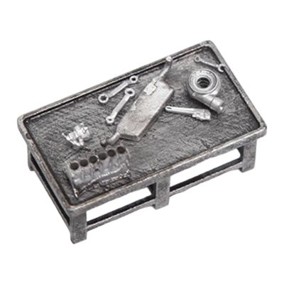 Guohetuk 1/64 Miniature Workbench Pretend Play Micro Landscape Small Work Table Model Toy, with Random Tools