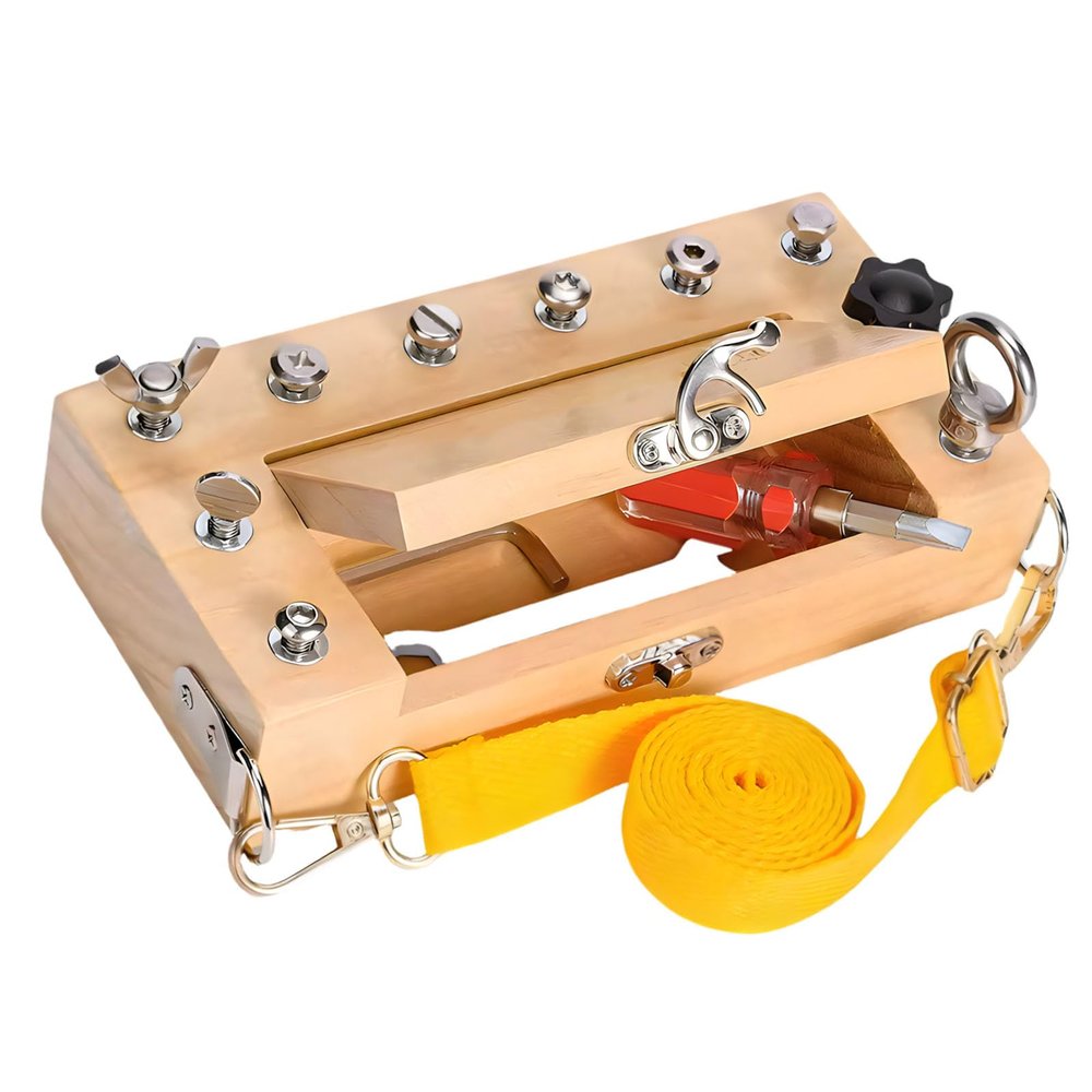 CAZSTYK Early Learning Wooden Construction Toy Set with 10 Screws and Multiple Tools for Childrens Hand Eye Coordination Training Travel Dolls for Infants