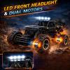 1:12 Large RC Rock Crawler, Remote Control Car 4WD Off Road Truck with Metal Shell, LED Headlights, Dual Motors, Shock Absorbers, 2 Batteries, All Terrain Monster RC Car for Kids Teens Adults Black view 2
