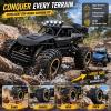 1:12 Large RC Rock Crawler, Remote Control Car 4WD Off Road Truck with Metal Shell, LED Headlights, Dual Motors, Shock Absorbers, 2 Batteries, All Terrain Monster RC Car for Kids Teens Adults Black view 4