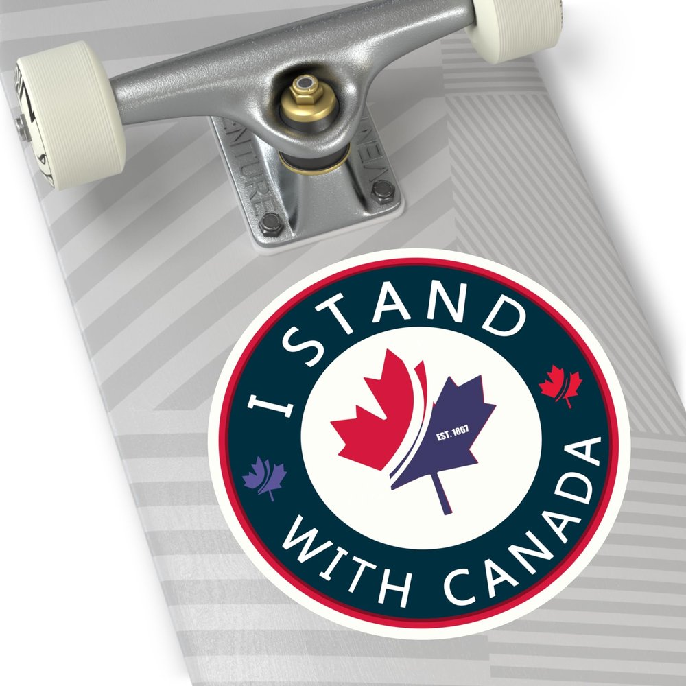 I Stand with Canada Est 1867 Round Vinyl FDT Sticker | Canadian Pride Elbows Up