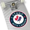I Stand with Canada Est 1867 Round Vinyl FDT Sticker | Canadian Pride Elbows Up view 1