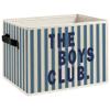 CUANFDDSF Kids Boy Nursery Playroom Foldable Storage Bins Box with Handles, the Boys Club Blue Striped Decorative Storage Boxes Baskets Toybox Organizer for Kids Boy Nursery Room Bedroom Playroom view 1