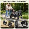 Babytronic Wagon Stroller for 2 Kids, Side Entry Foldable Baby Stroller Wagon, Adjustable Push/Pull Handle, Removable Canopy, 5-Point Safety Harness, All-Terrain Wheels, Storage Bag view 2