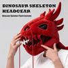 2026 New Dinosaur Skull Headgear, Realistic 3D Skeleton with Antenna, Halloween for Cosplay Party Costume Accessory (Red,47.3") view 2