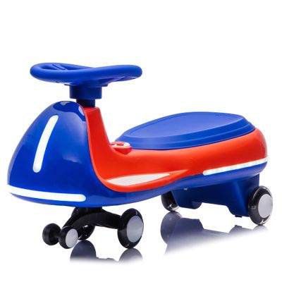 12V Kids Electric Wiggle Car with Pedal 2-in-1 Smart Swing Ride-On, Controllable LED Lights, Flashing PU Wheels & Wide Front Auxiliary Wheel, Anti-Rollover, Ages 3+, Up to 120 lbs, Red Blue