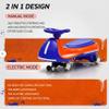 12V Kids Electric Wiggle Car with Pedal 2-in-1 Smart Swing Ride-On, Controllable LED Lights, Flashing PU Wheels & Wide Front Auxiliary Wheel, Anti-Rollover, Ages 3+, Up to 120 lbs, Red Blue view 3