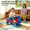 12V Kids Electric Wiggle Car with Pedal 2-in-1 Smart Swing Ride-On, Controllable LED Lights, Flashing PU Wheels & Wide Front Auxiliary Wheel, Anti-Rollover, Ages 3+, Up to 120 lbs, Red Blue view 4