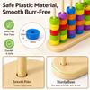 Color Matching Stacking Puzzle Game with Wooden Base and ABS Rings, 60 Pieces, Ages 3+ view 3