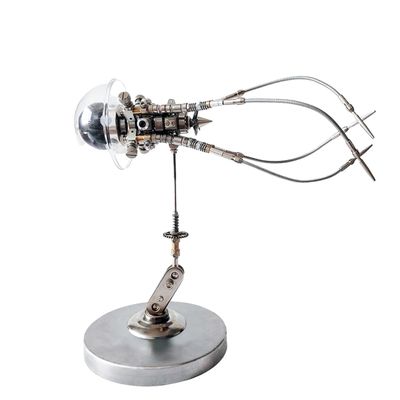 3D Metal Jellyfish Model Kit DIY with LED Light, 247PCS Assembly Puzzle, Steampunk Mechanical Desk Ornament, Creative Display Collectible for Enthusiasts