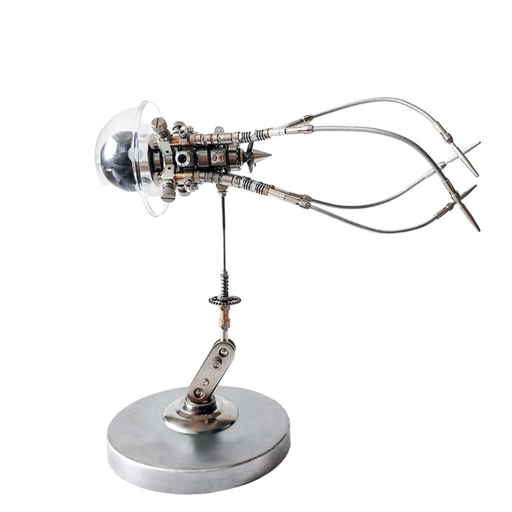 3D Metal Jellyfish Model Kit DIY with LED Light, 247PCS Assembly Puzzle, Steampunk Mechanical Desk Ornament, Creative Display Collectible for Enthusiasts