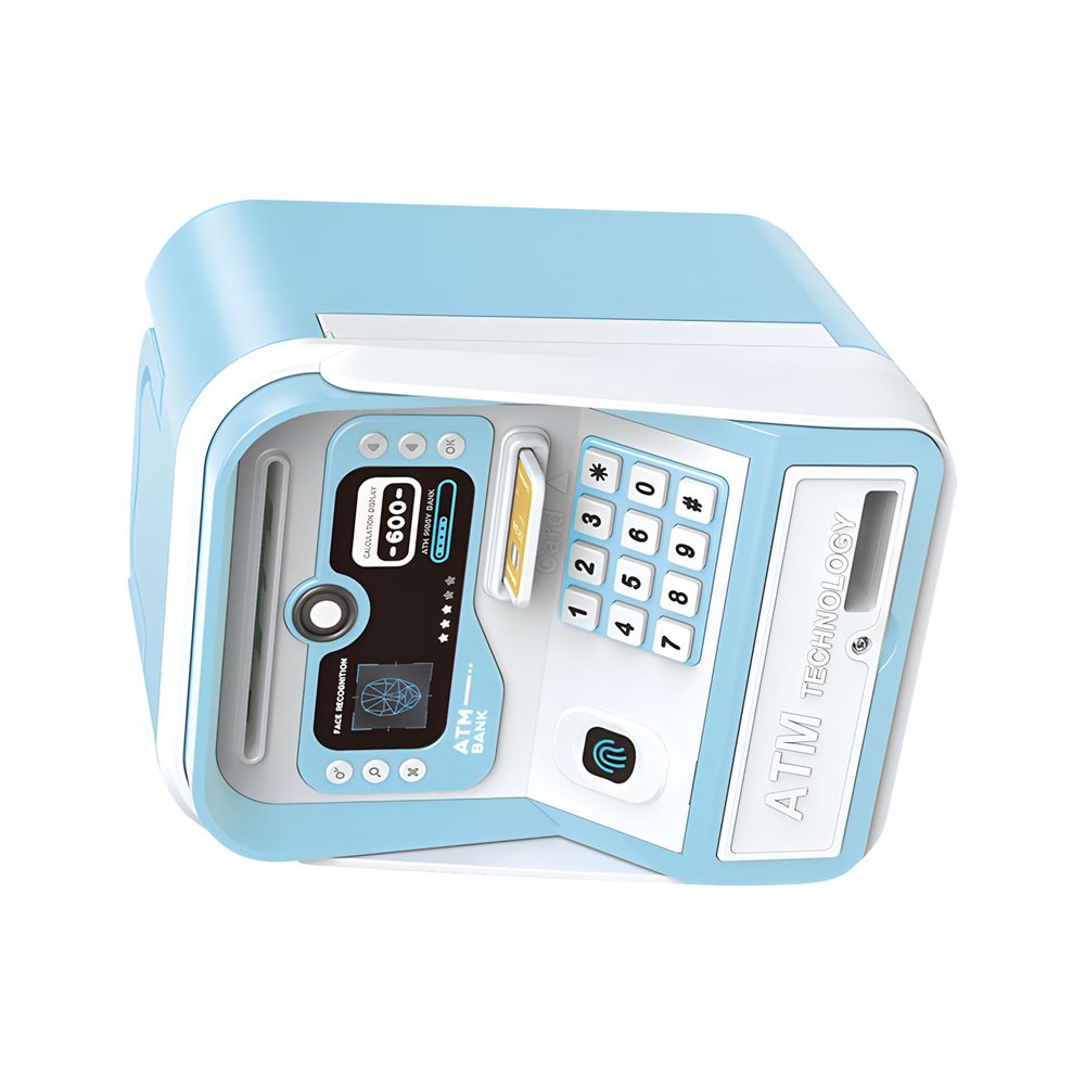 Savings Container with Biometric Recognition and Number Automatic Cash Roller Coin Slot for Learning Finance Toy Container with Biometric Recognition and Number Automatic Cash Roller Coin