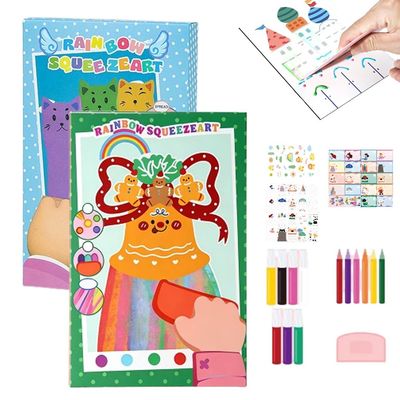 2 PCS Rainbow Squeeze Art Kit, 2026 Upgrade Creative Rainbow Scratch Art Postcard Set, Magic Dot Scratch Paper Squeegee Painting Kit, Scratch Arts & Crafts Party Favors DIY Birthday Gifts (A+C)