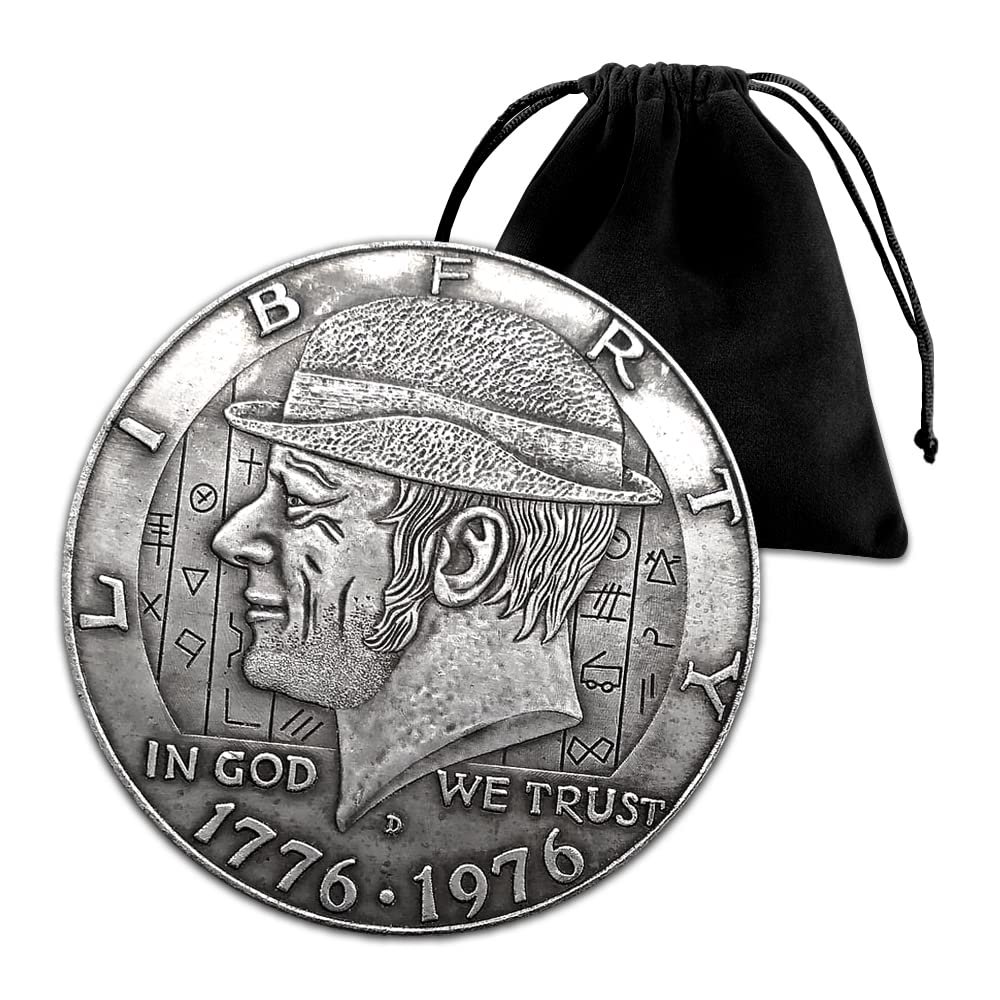 1776-1976 Mature Man Hobo Coin Pendant Pouch - U.S Jewelry Dollar Liberty Eagle Lucky Morgan Pendant Arts Necklace Coin Pendant Bag