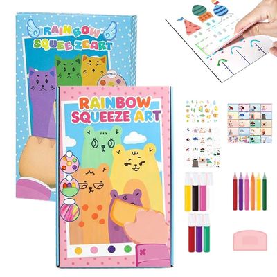2 PCS Rainbow Squeeze Art Kit, 2026 Upgrade Creative Rainbow Scratch Art Postcard Set, Magic Dot Scratch Paper Squeegee Painting Kit, Scratch Arts & Crafts Party Favors DIY Birthday Gifts (A+B)
