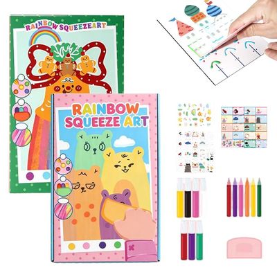 2 PCS Rainbow Squeeze Art Kit, 2026 Upgrade Creative Rainbow Scratch Art Postcard Set, Magic Dot Scratch Paper Squeegee Painting Kit, Scratch Arts & Crafts Party Favors DIY Birthday Gifts (B+C)