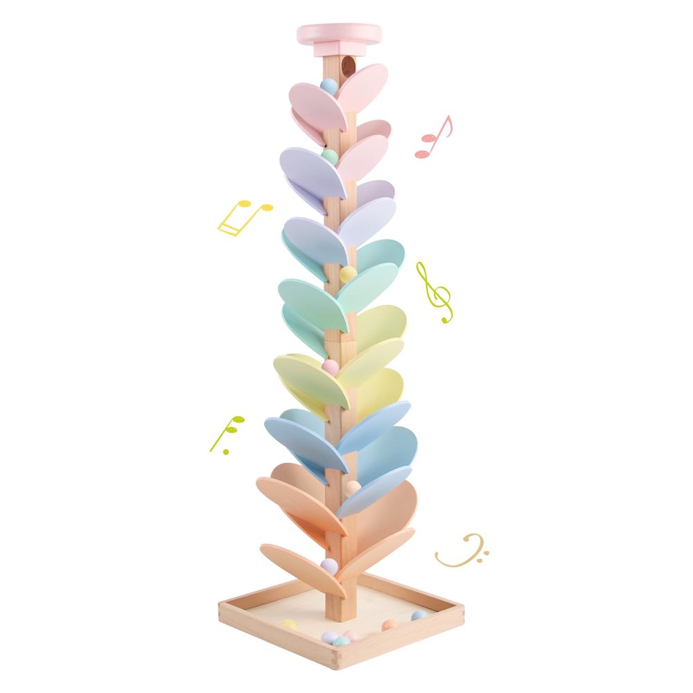 Wooden Marble Run Ball Drop Montessori Toy for 4-8 Boys Girls (Height: 28")